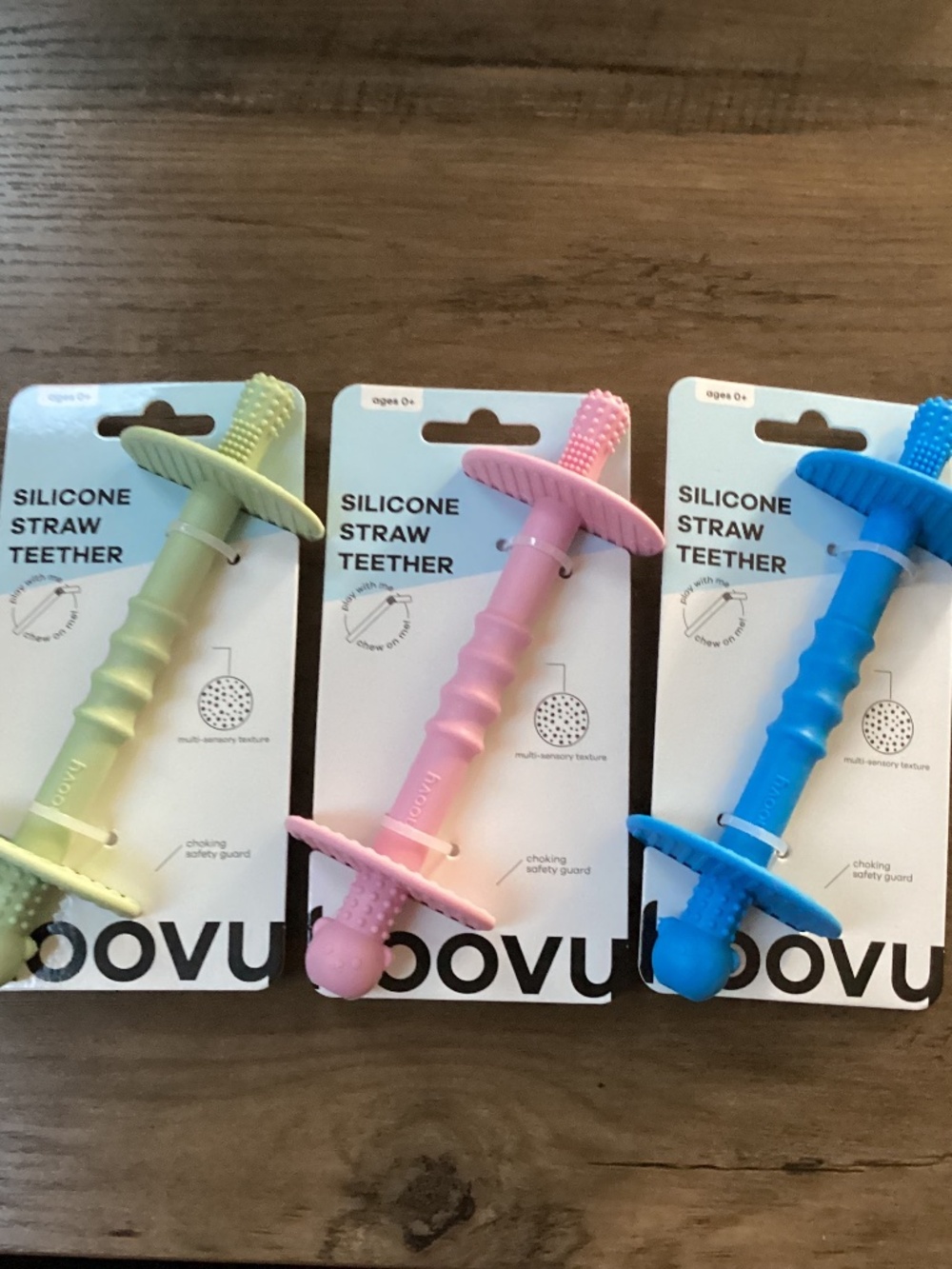 Hoovy Silicone Straw Teether Bundle 3-pack New